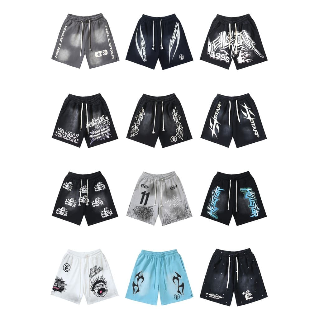 2025ss Novo Estilo Hellstar Shorts Street Wash Retro Hip Hop Cinco Pontos Calças Esportivas Casuais