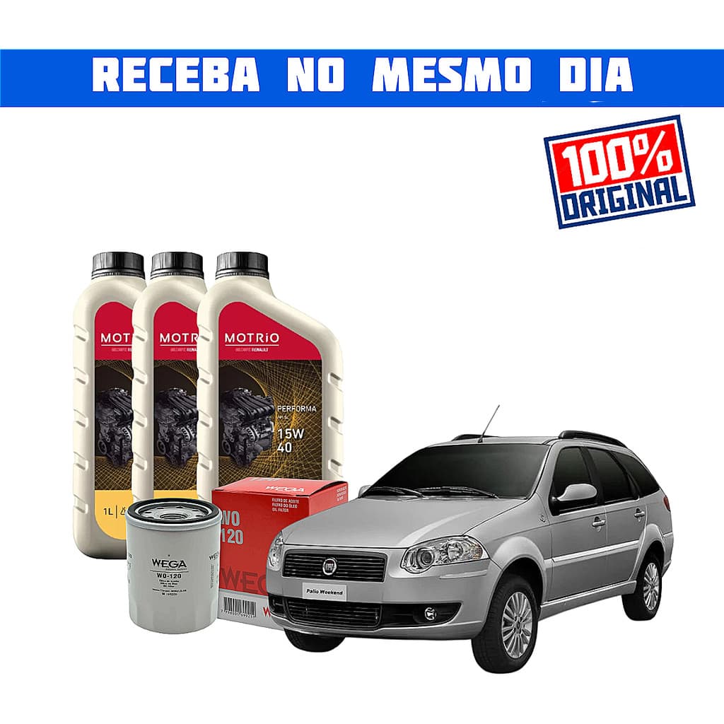 Kit Troca De Óleo 3 Litros Motrio Sm Sl 15w40 Filtro Wo120