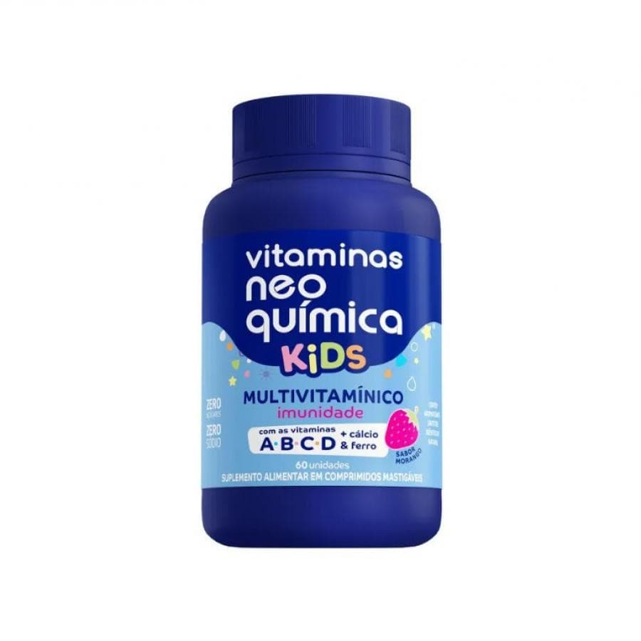 VITAMINAS NEOQUIMICA KIDS 60 COMPRIMIDOS MASTIGAVEIS MORANGO