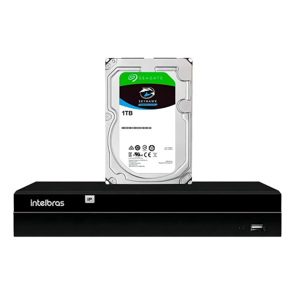 Gravador Ip Nvr 8 Canais 4k Poe Nvd 1408 P Intelbras Com Hd 1tb