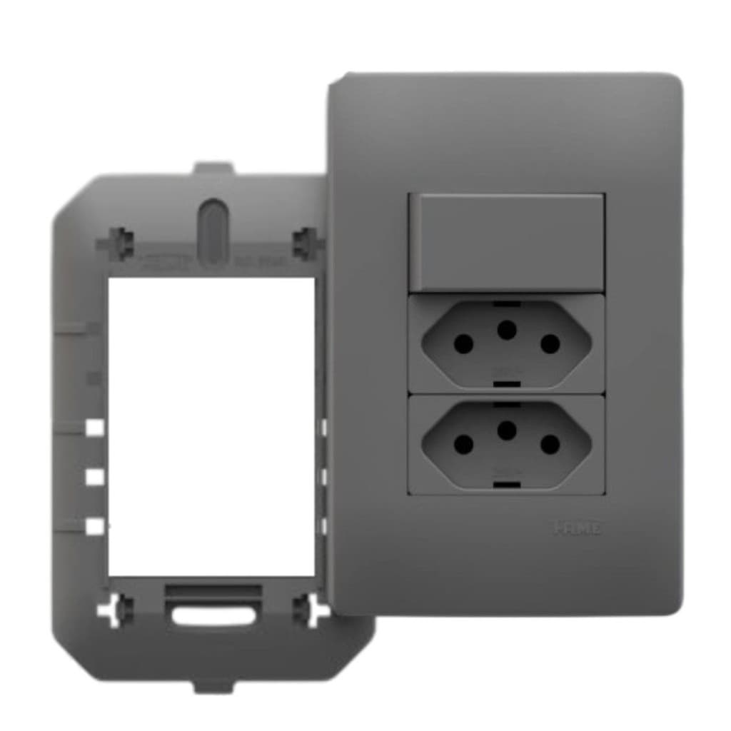 Conjunto Interruptor Simples + Tomada Dupla 20a Habitat Onix