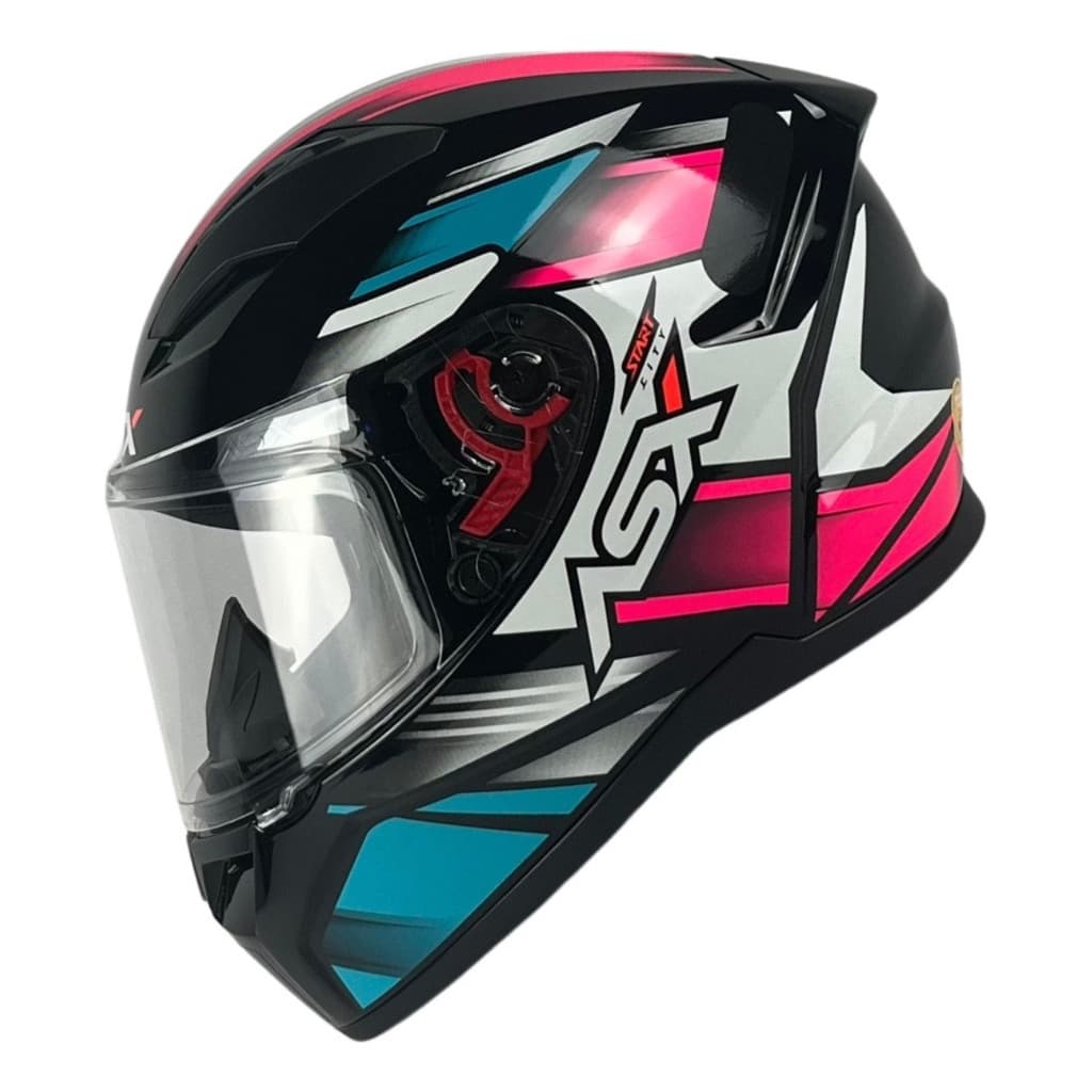 Capacete Para Moto Integral Asx Start Azul-turquesa Brilhoso