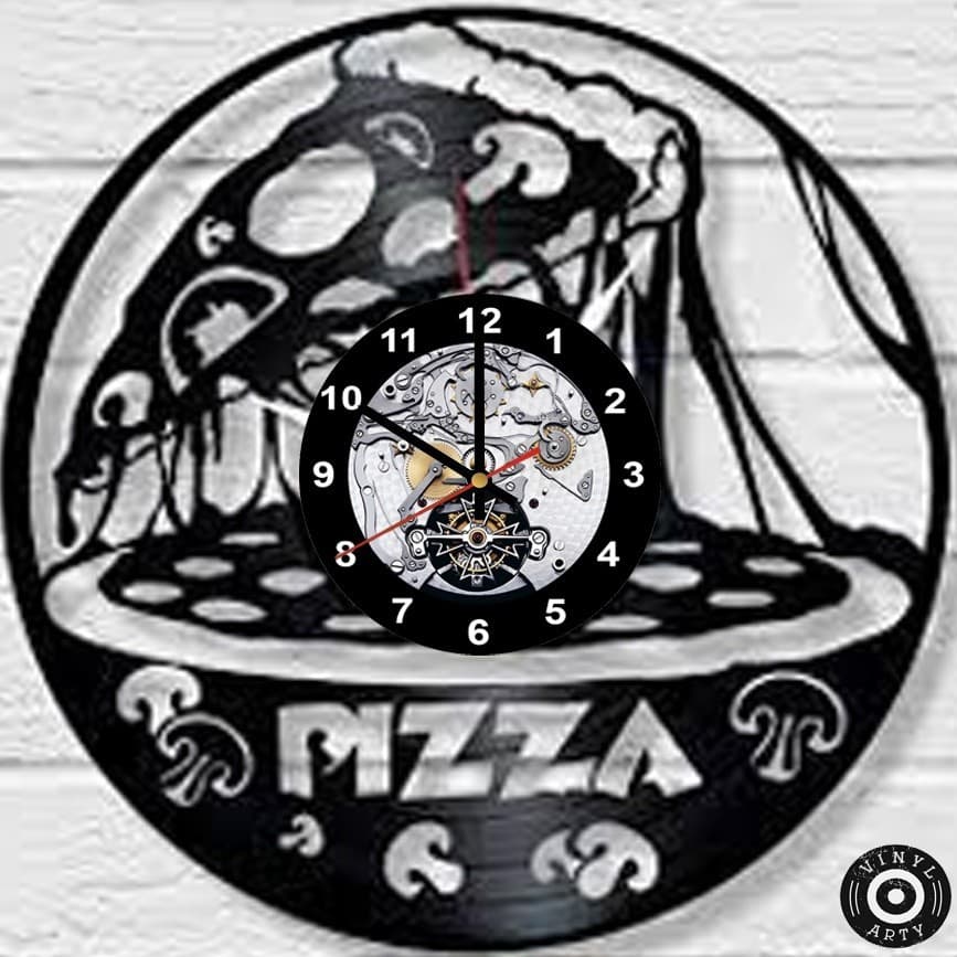 Relógio de Parede Relógio de parede Pizza - Relógio Pizzaria em Relógios de parede 30cm Disco de Vin