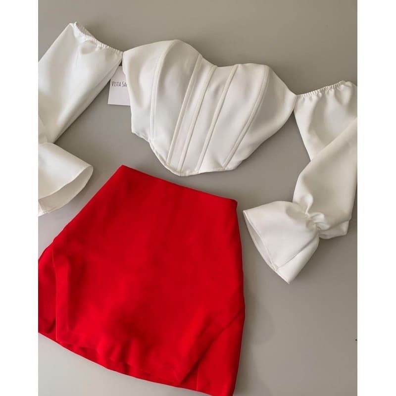 Short Saia Feminina Natal Vermelho  M/P/G