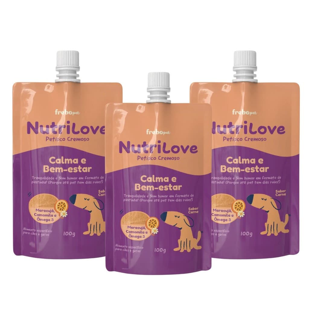 Petisco Cremoso Pets Nutrilove Maracujá e Camomila Kit 3un