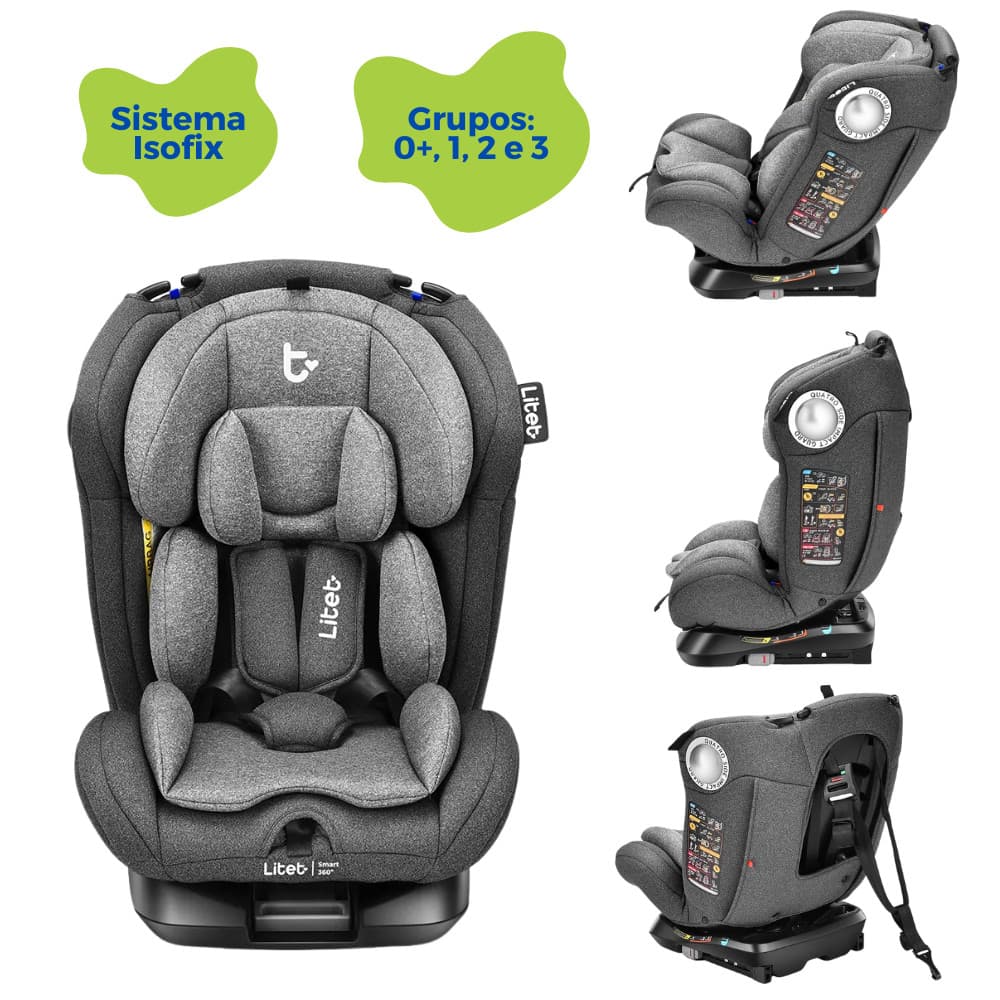 Cadeirinha Cadeira De Bebê Para Auto Carro 0 a 36kg Isofix 360° g0/g1/g2/g3 Cinto Regulável Litet