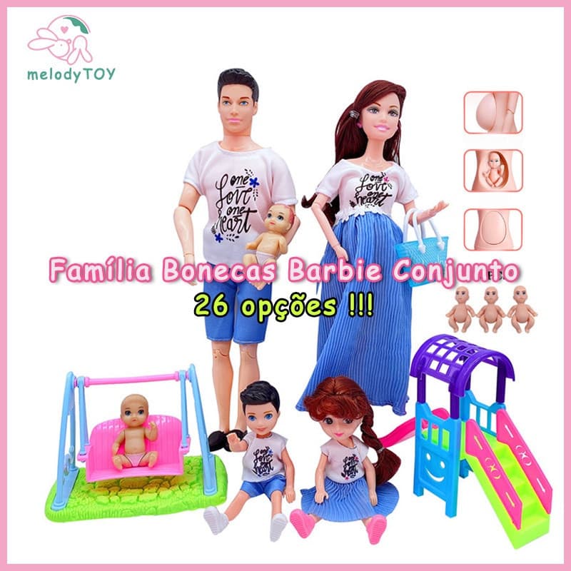 10 Peças Família Bonecas  Conjunto Mulheres Grávidas Mamãe Bebê Crianças Brincar Casa Meninas Brinquedos