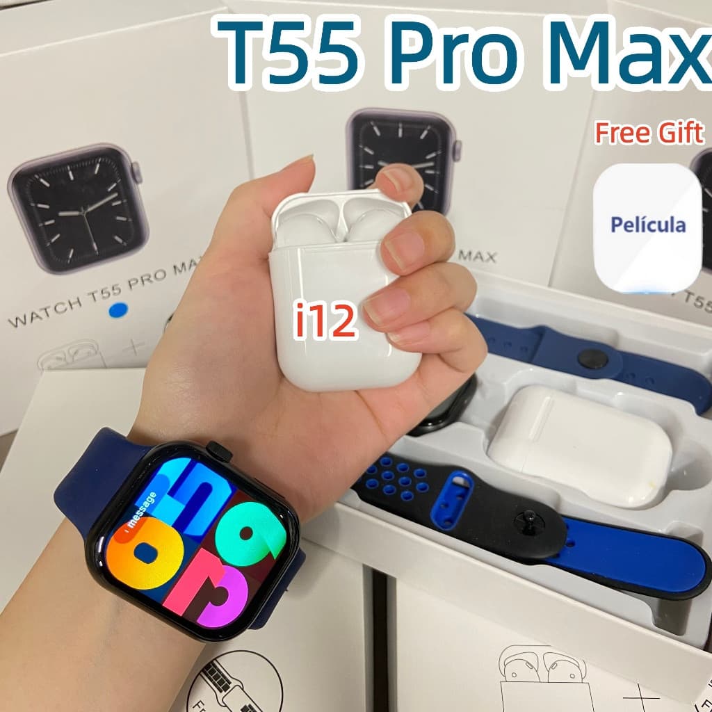 O Presente Perfeito Com i12 Alto-Falantet55 Pro Max Conjunto De Fones De Ouvido Venda Quente 2 Bluetooth Call Pape