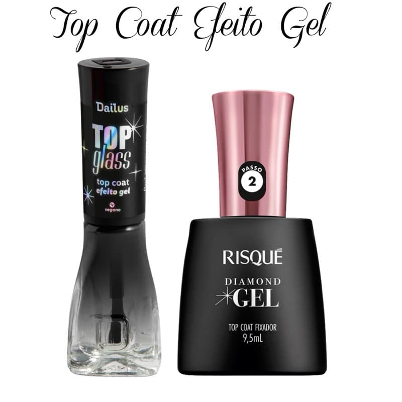 Kit 2 Esmalte Top Coat Efeito Gel Dailus Top Glass e Risque Diamond Gel ( 2 unid )