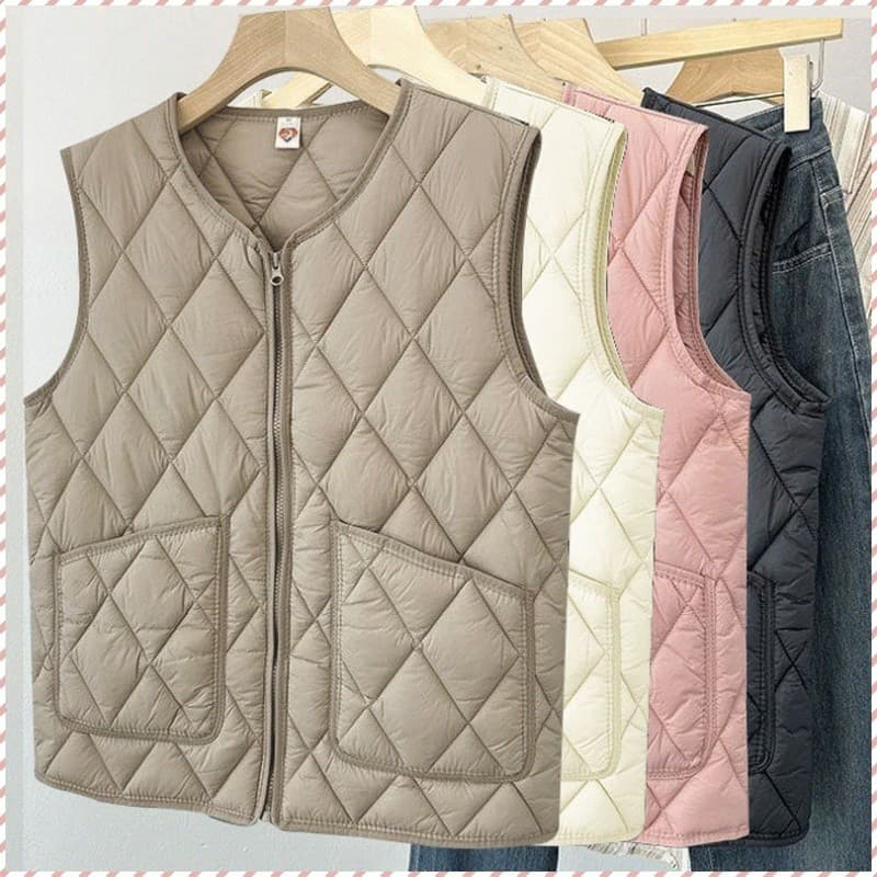Colete Feminino De Algodão Leve Forro De Outono E Inverno