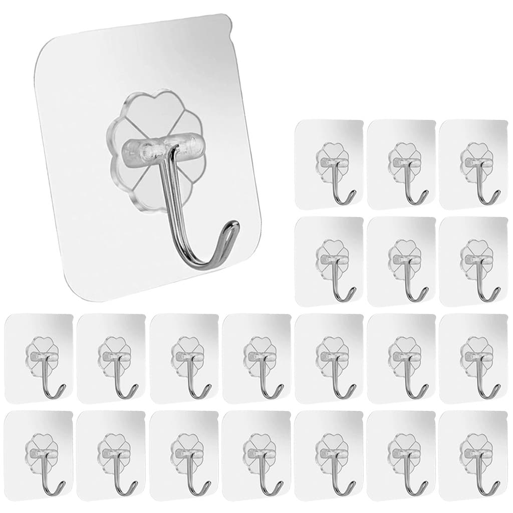 Kit Ganchos Adesivos Ganchinho Multiuso Transparente Parede Cozinha Banheiro Resistente