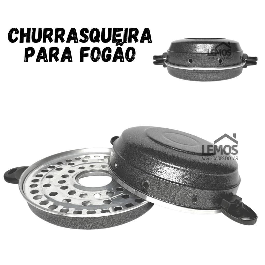 Churrasqueira de Fogão Para Grelhados Churrasco Assar Pães Carnes Peixes Frango Preto Craqueado