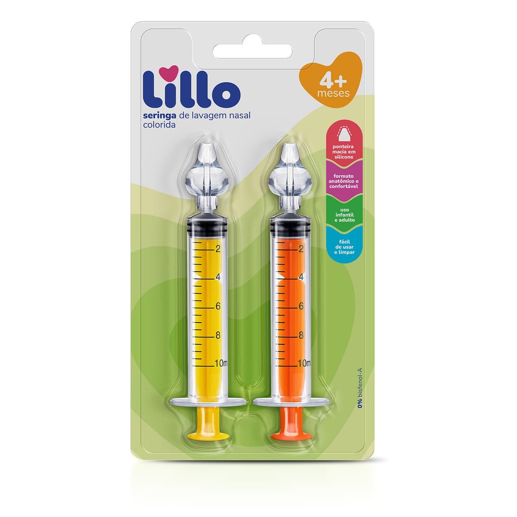 Kit 2 Seringas Lavagem Higienização Nasal Silicone Lillo