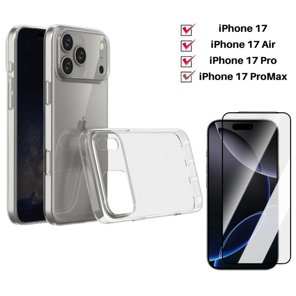 Capa Capinha Case Anti Impacto Transparente E Película 3D Vidro iPhone 17 Air 17 Pro 17 Pro Max