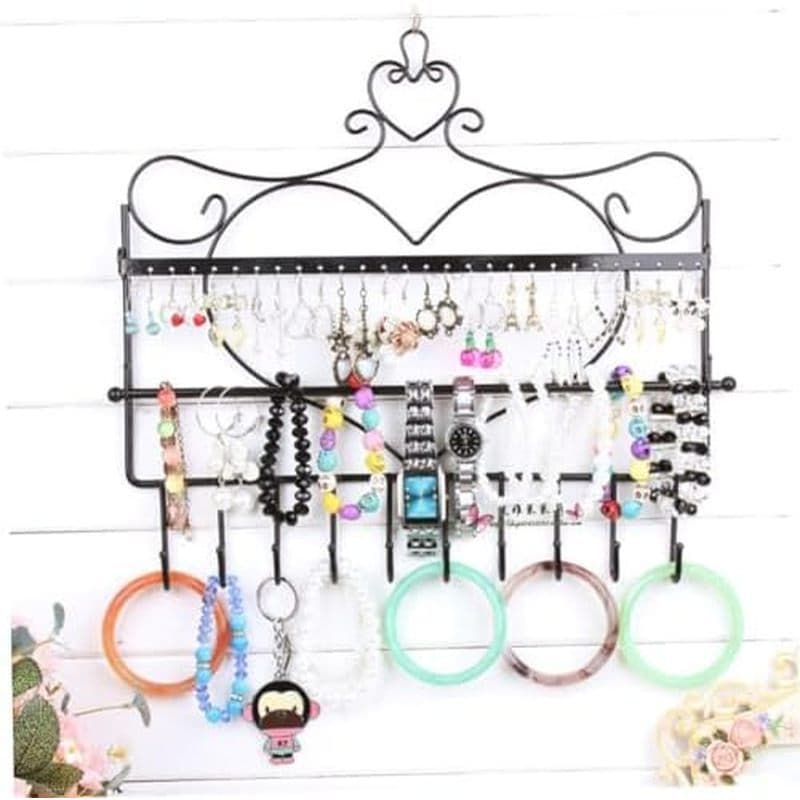 Zerodeko Organizador Em Formato De Coração , Suporte Para Brincos De Montagem Na Parede , Ganchos De Rack De Metal Acess