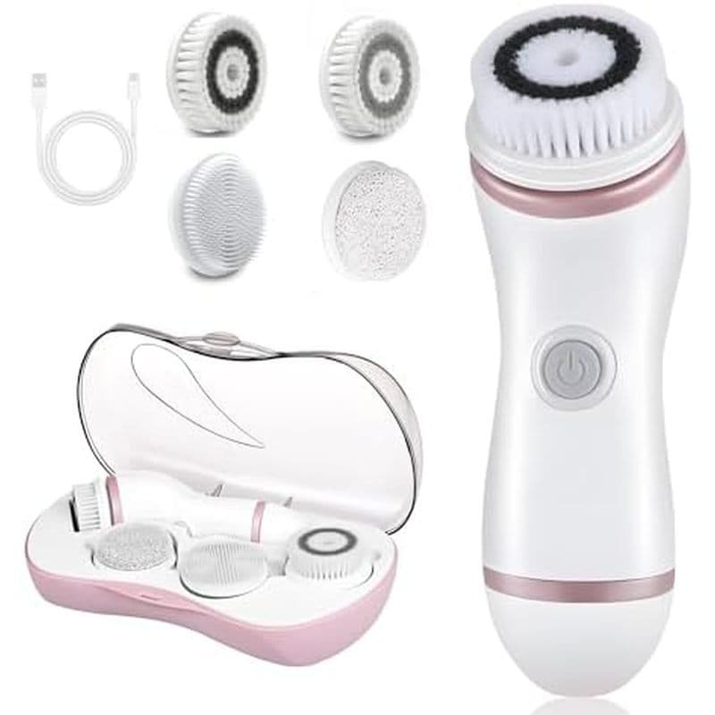 Escova De Limpeza Facial , Purificador Elétrico Com 4 Cabeças E 2 Velocidades Ajustáveis Para Profunda , Portátil Recarr