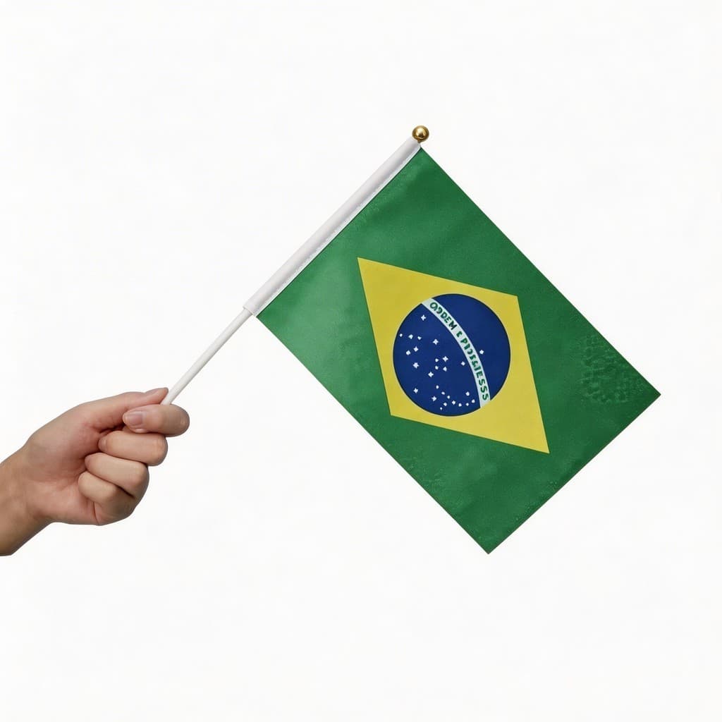 Bandeira do Brasil 30x20cm com Haste Bandeira Brasileira para Copa do Mundo Torcida Futebol Eventos e Decoração