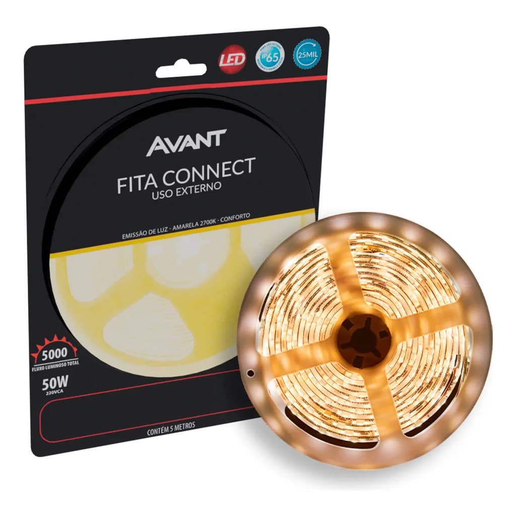 Fita Led Externa Connect 10w 5m 2700k Luz Amarela Avant