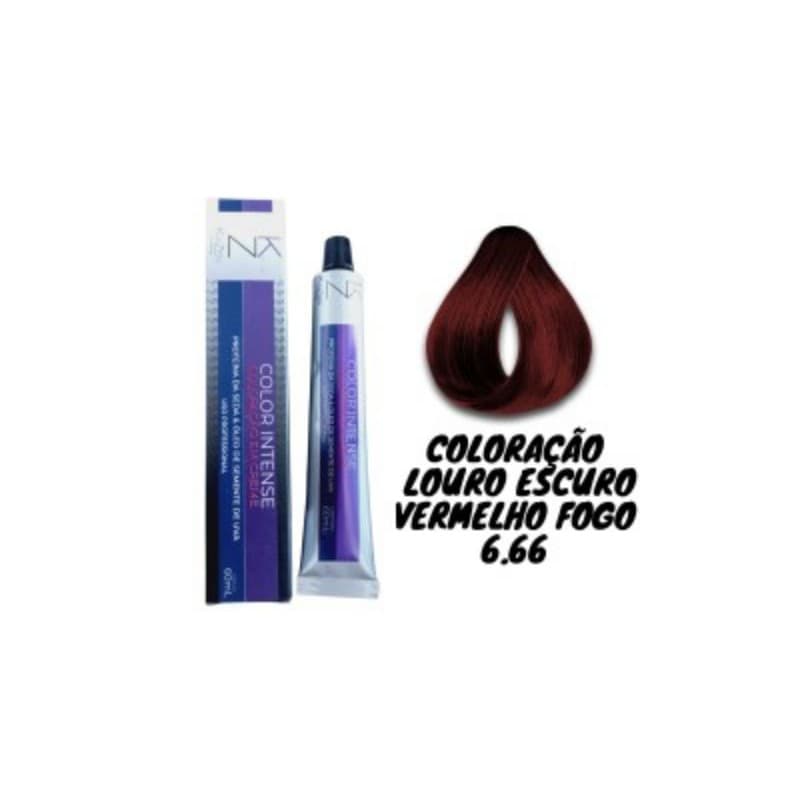 Tinta de Cabelo Louro Escuro Vermelho Fogo 6.66 Kaizen