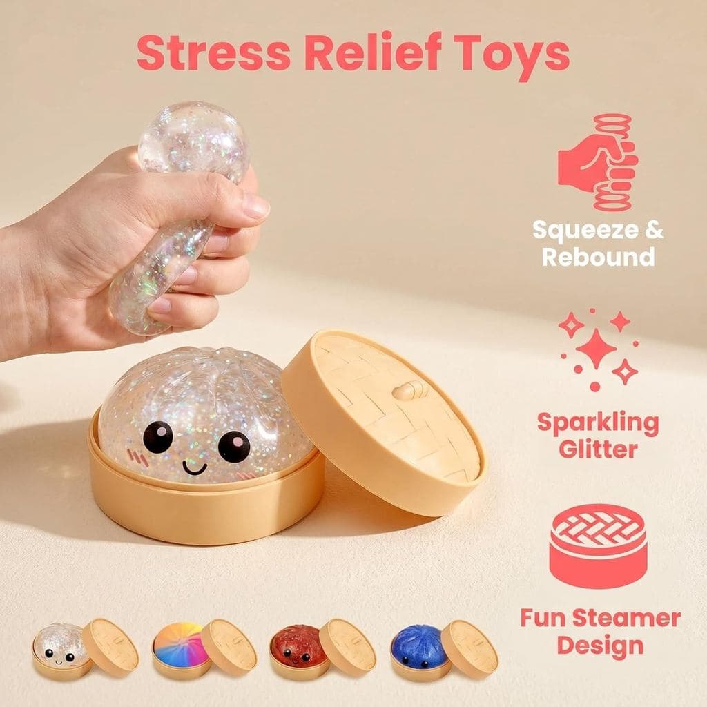 Caixa Misteriosa de Squishy Dumpling, Brinquedo Squishy Dumpling com Glitter de Retorno Lento, Fidget para Alívio da Ans