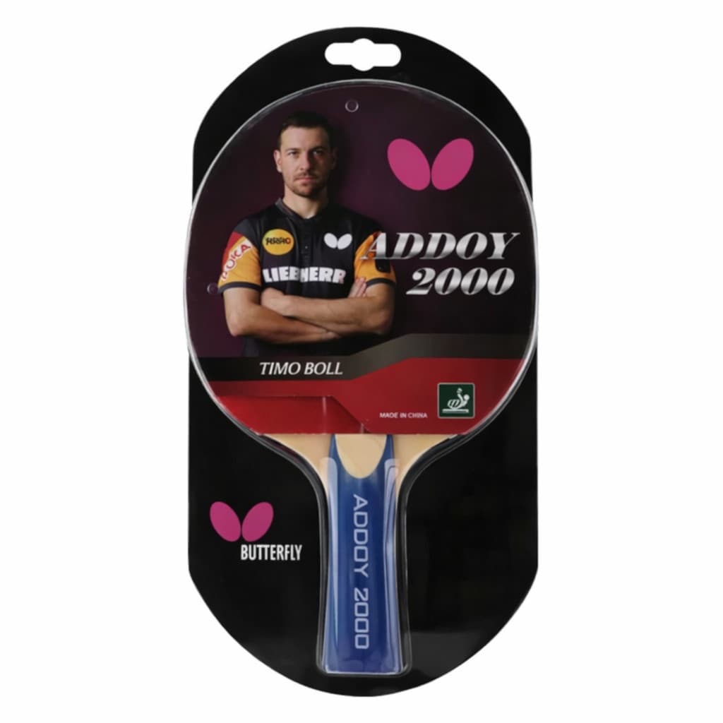 Raquete de ping pong Butterfly Addoy 2000 preta/vermelha