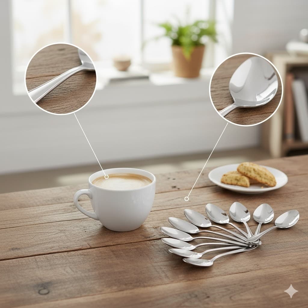 Conjunto com 12 Colheres de Café em Inox para Uso Diário e Cozinha