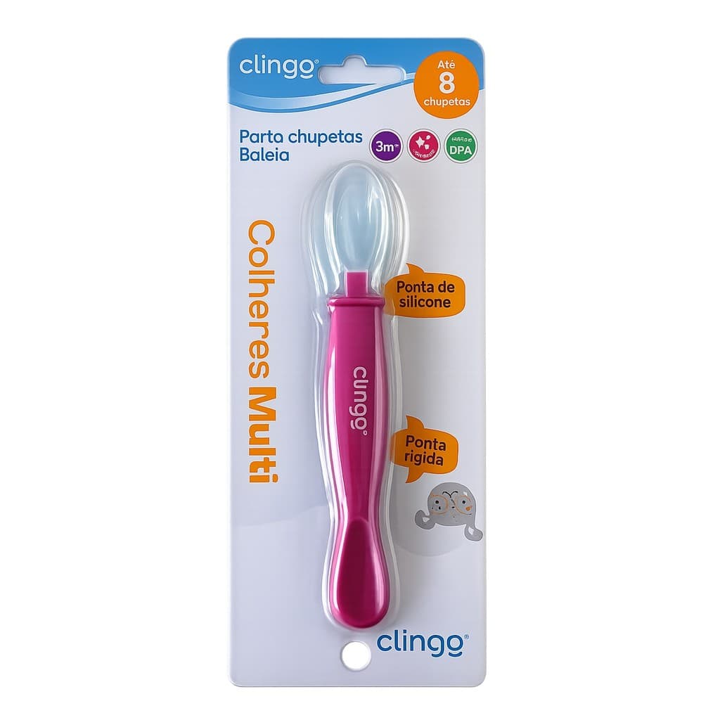 Colher Clingo Multi Silicone Ponta Dupla Azul