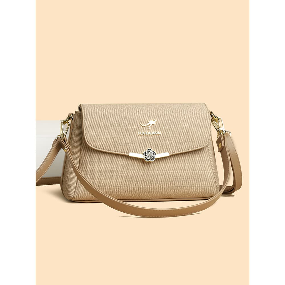 Bolsa feminina de couro genuíno 2025 outono novo estilo atmosfera elegante bolsa mensageiro feminina All-Match bolsa de