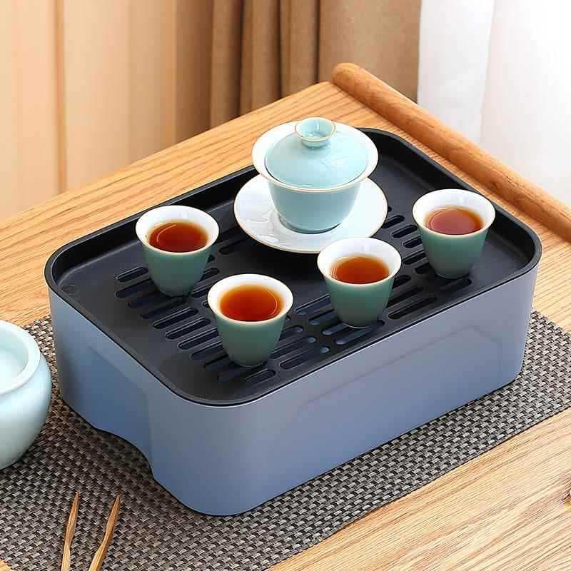 Conjunto de chá Kung Fu, bandeja de chá para viagem, bandeja de chá para carro, caixa de armazenamento, local de constru
