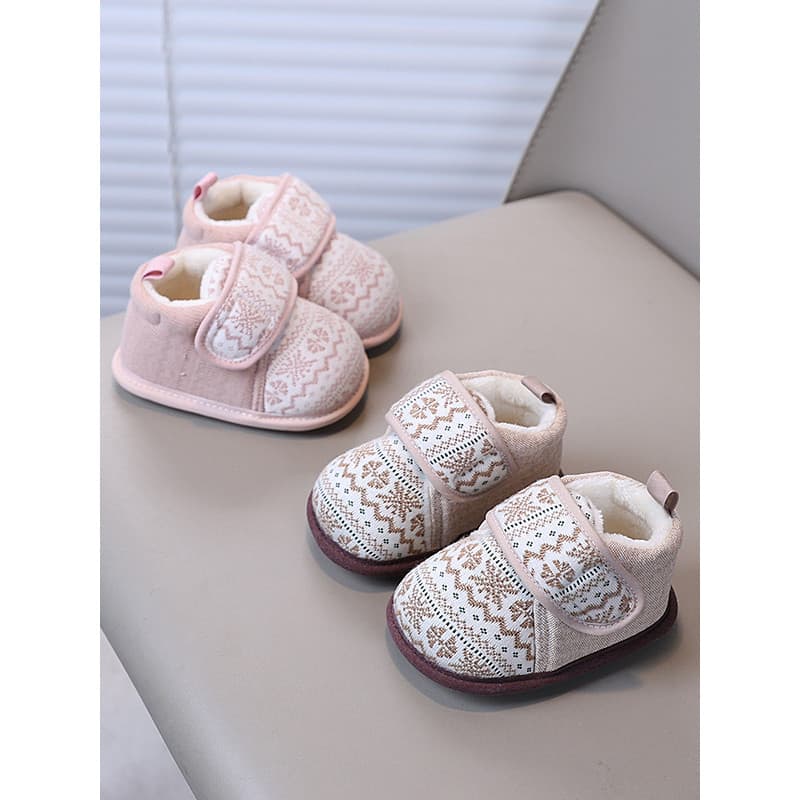 Sapatos de algodão para bebês, forro de lã, outono inverno, piso interno, sapatos de algodão para crianças pequenas, 1-2