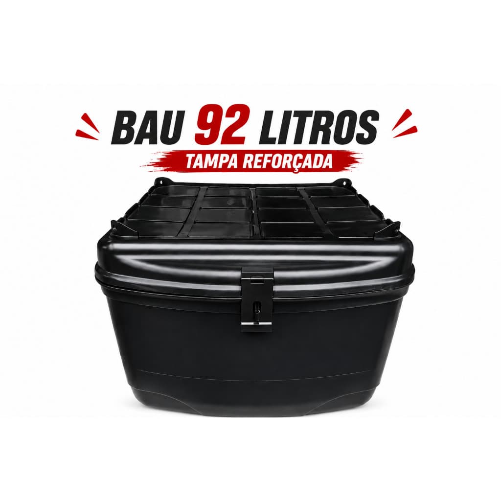 Baú Traseiro para Moto Delivery Motoboy 92 Litros Preto