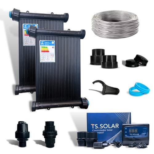 Kit Aquecedor Solar Piscina 24 Placas 2m + 2 Kits Fechamento