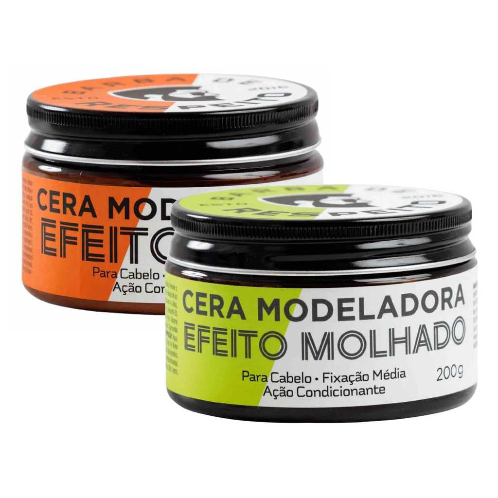 Kit BARBA DE RESPEITO Cera Modeladora  Para Barba Efeito Seco + Cera Efeito Molhado 200g