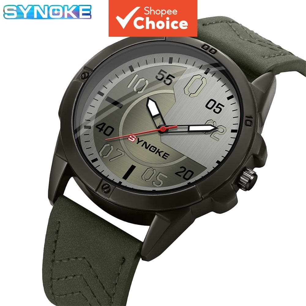 Relógio de Quartzo SYNOKE de Luxo com Pulseira de Couro Casual e Mostrador Pequeno Masculino