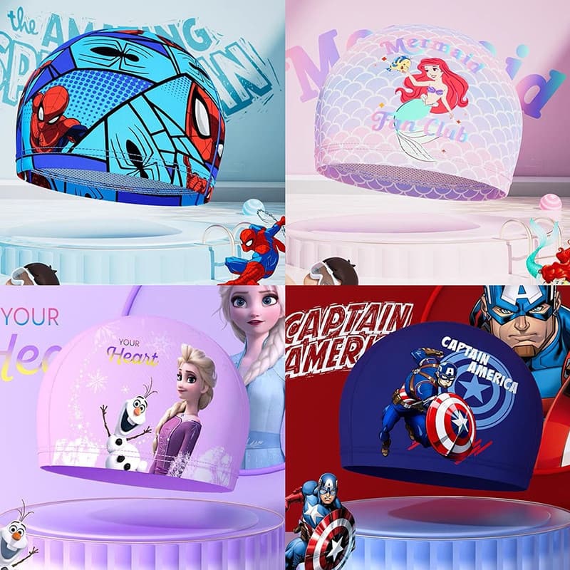 Disney Disney crianças touca de natação meninos meninas não estrangulam a cabeça protetor solar tecido novo estilo bonit