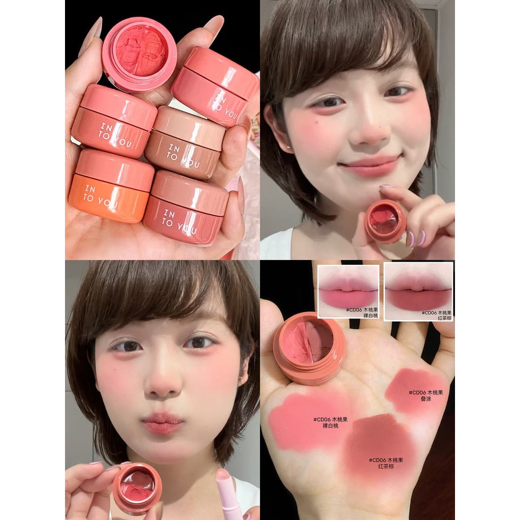 Produto genuíno oficial!INTO YOU Double Lip Clay cd06 Batom enlatado de duas cores intoyou Heart Mouse com VOCÊ Feminino