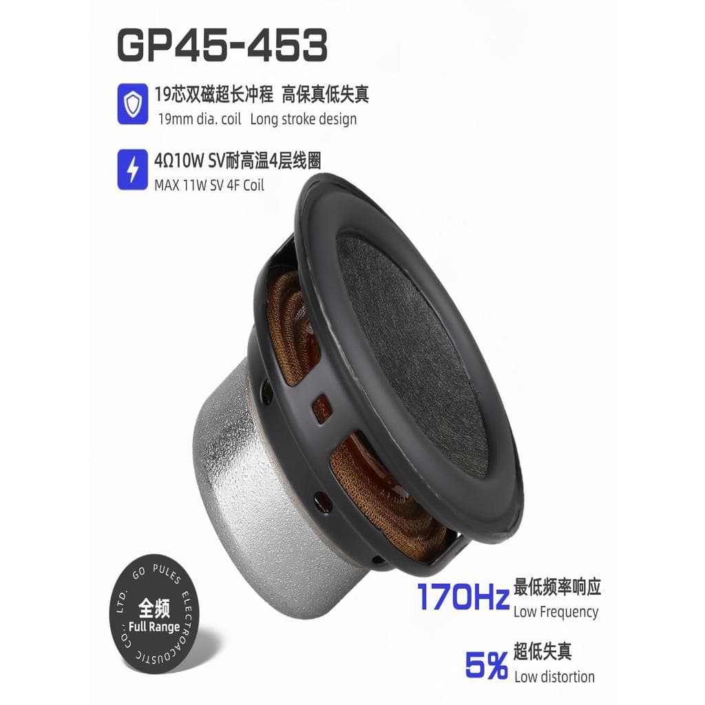 Alto-falante de frequência total, 45mm6cm, 4 Euro, 10W, magnético duplo, 19 núcleos, áudio de alta fidelidade, baixo, pe