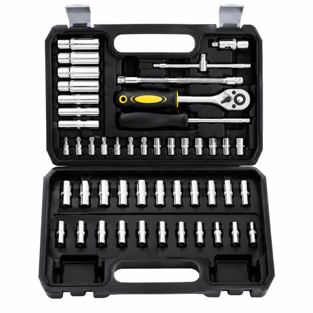 Kit Jogo de Chaves Catraca Soquete 53 Peças com Maleta Ferramentas Oficina Carro Moto
