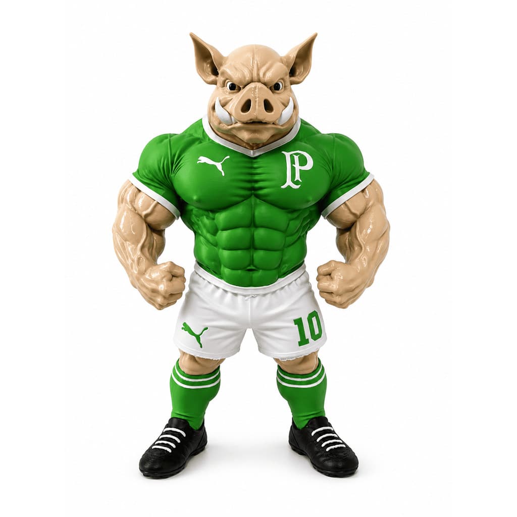 Porco Nervoso Palmeirense 20cm Estátua Decorativa Colecionável Torcedor