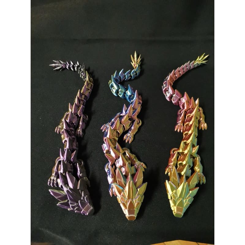 Dragão de Cristal Articulado Impressão 3D Flexível - Decoração Geek Premium Multicolor 35cm