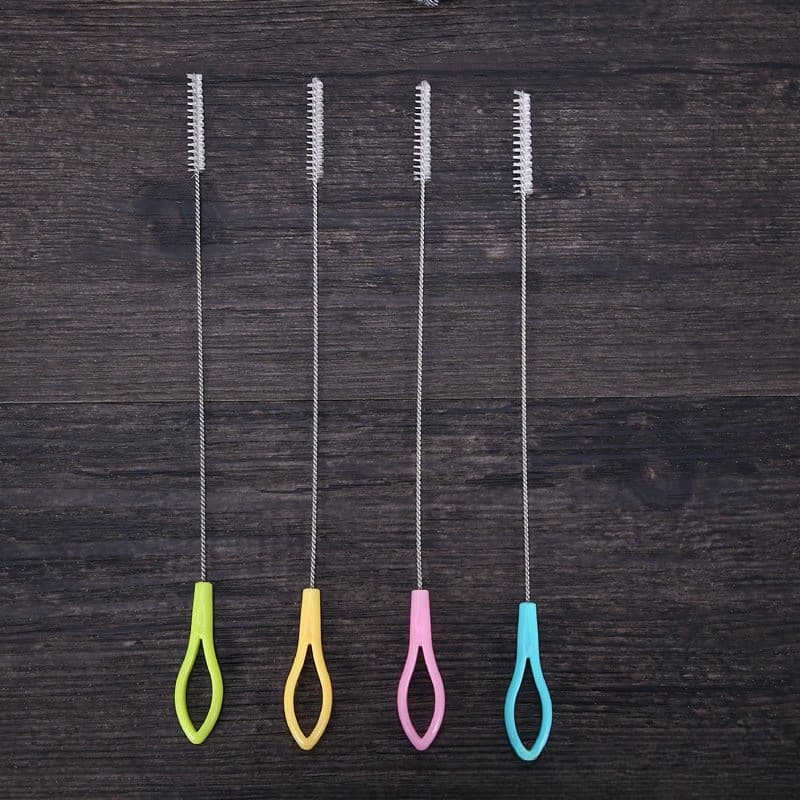 Escova de aço inoxidável para canudos com cabo, escova para tubos de ensaio, escova universal para garrafas e copos de á