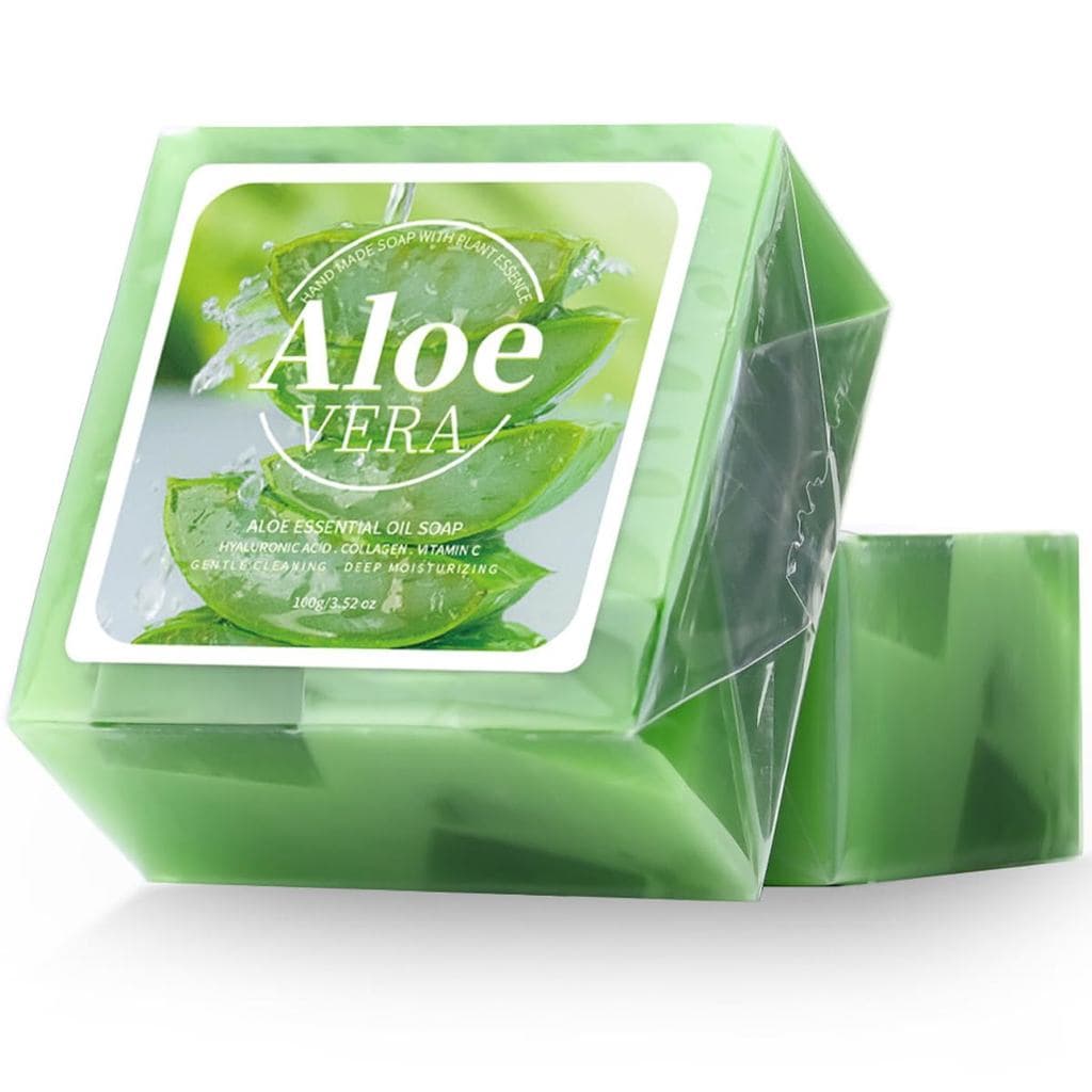 Sabonete de Aloe Vera AKARY para Rosto e Corpo, Sabonete Artesanal Hidratante, Controle de Oleosidade, Limpeza Profunda,