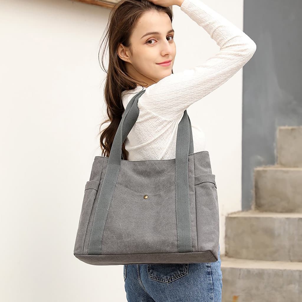 Bolsa de lona feminina grande capacidade All-Match portátil Commuter bolsa feminina viagem sacola estudante universitári