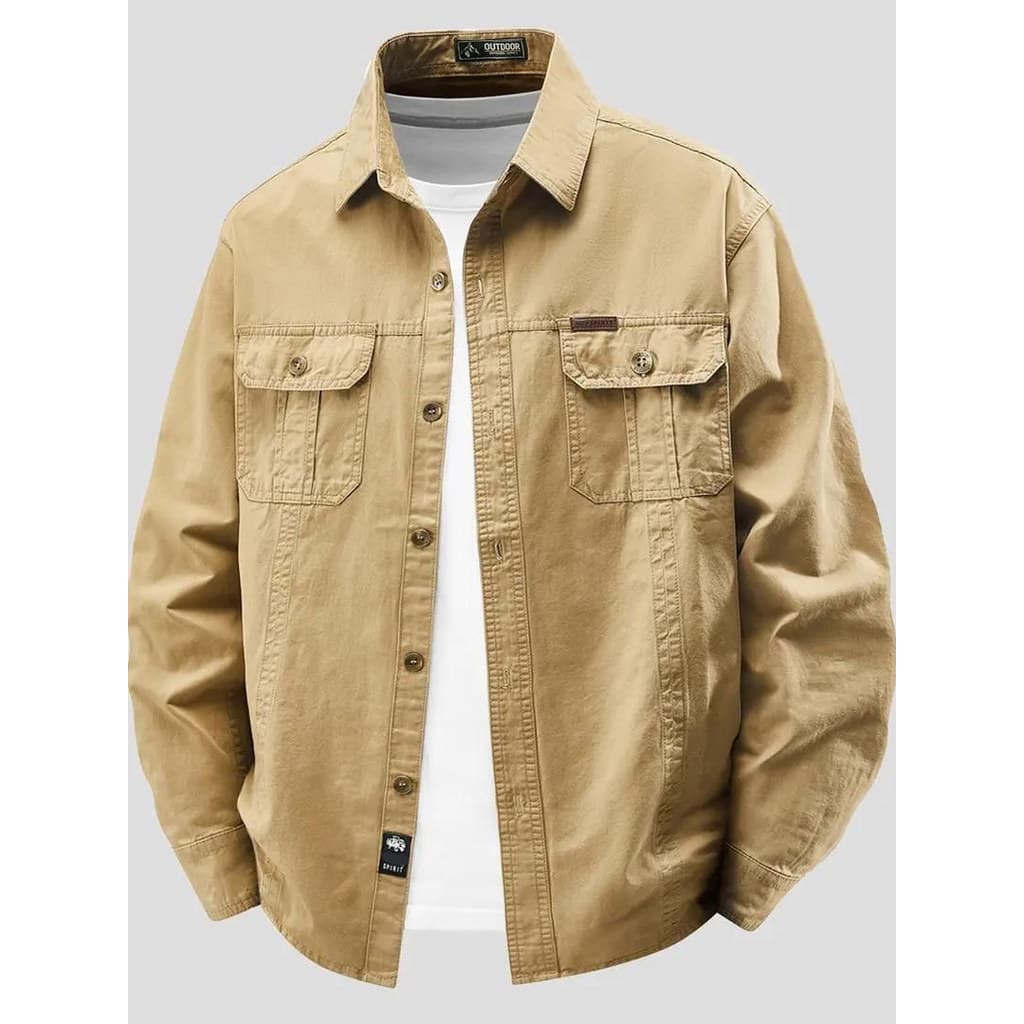 Camisa de trabalho americana resistente ao desgaste masculina primavera outono roupas de trabalho puro algodão soldagem