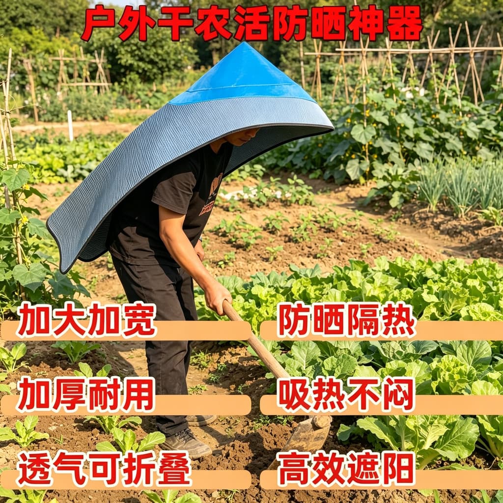 Agricultores trabalho ao ar livre chuva ou chuva dupla utilização chapéu manto chapéu plantio isolamento térmico chá col