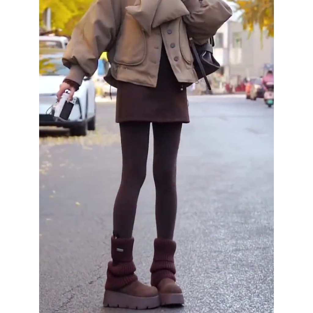 Saia de lã marrom feminina inverno engrossado cintura alta A linha saia pequena Anti-reflexo Hip saia um passo