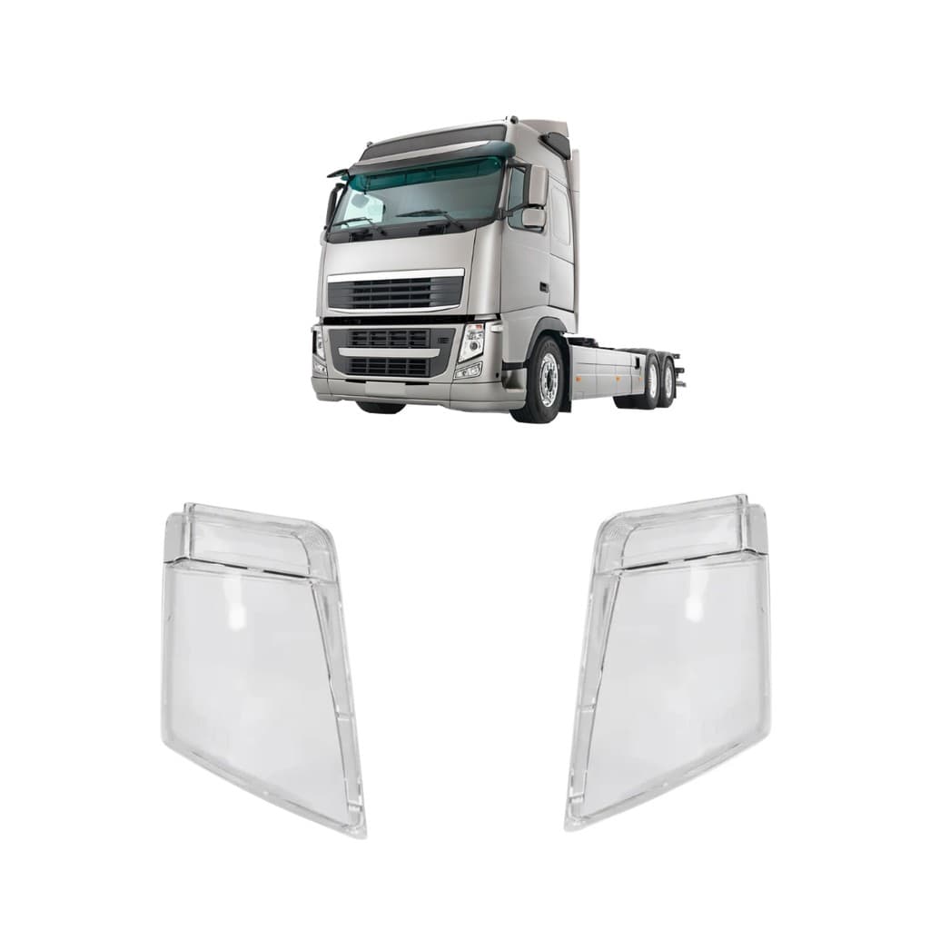 Par de Lentes de Farol Volvo FH13 Em Policarbonato