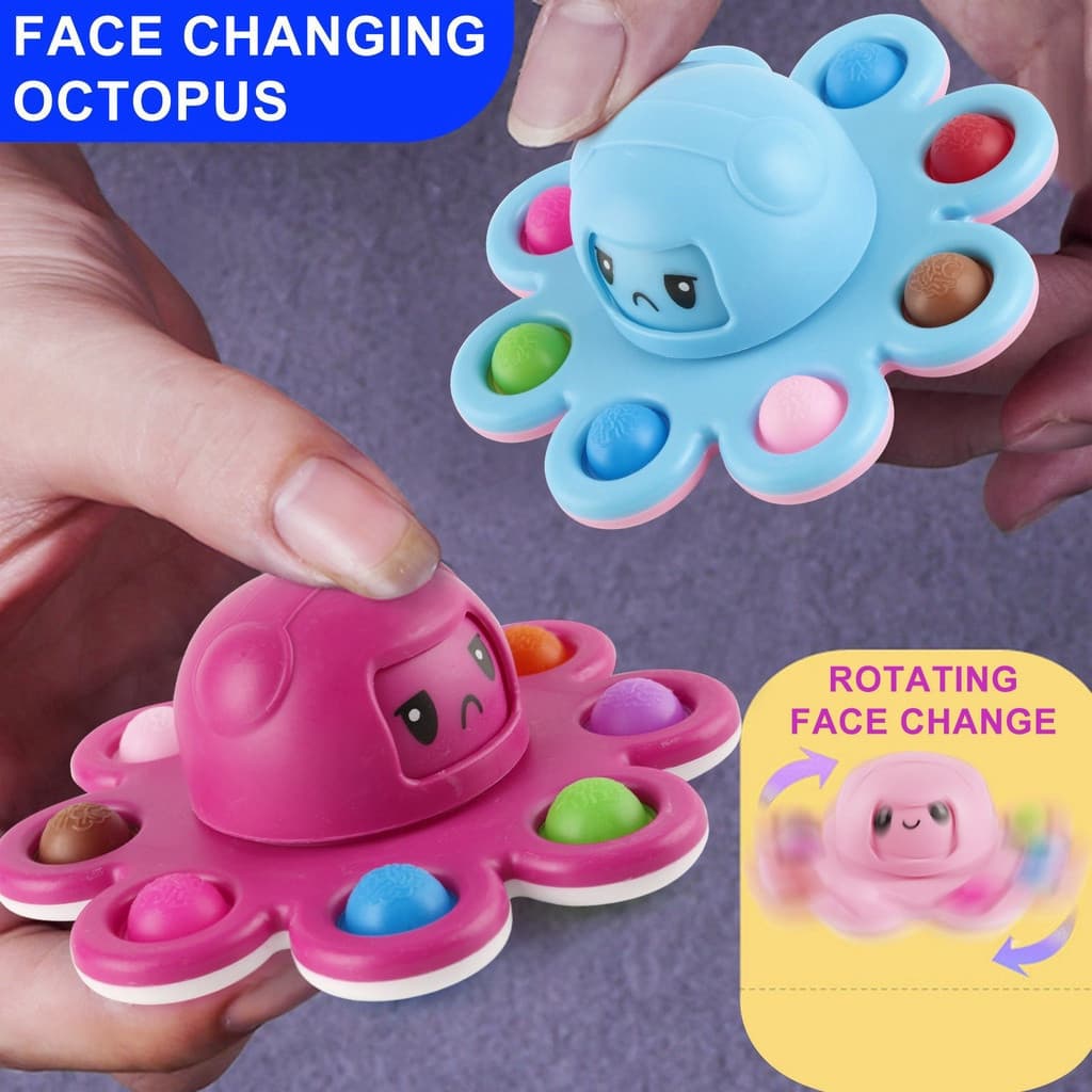 Pop It Fidget Spinner Brinquedo Silicone Flip Octopus Mudança Rostos Push Bubble Brinquedos