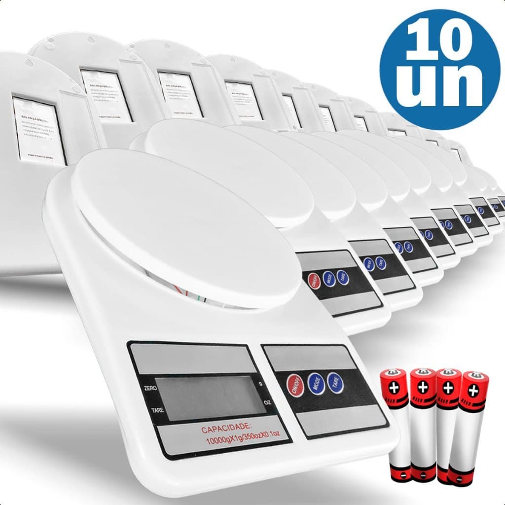 Kit 10 Balança Eletrônica Compatível Com Cozinha de Alta Precisão Inclui bateria