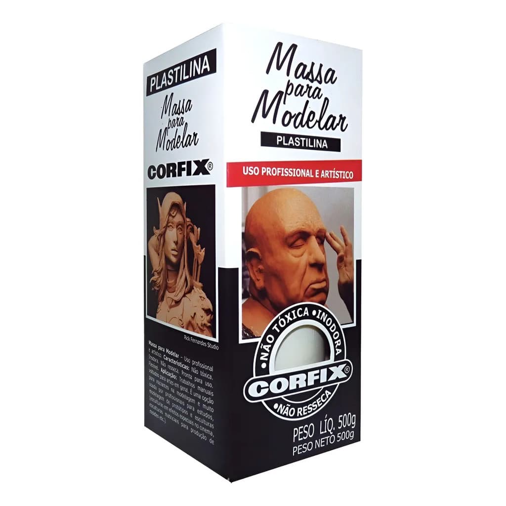 Massa Modelar BRANCA (Tipo Clay) CORFIX Plastilina 500g - 605107-301